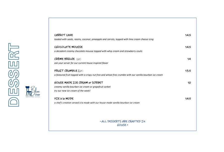 Blue Chair Dessert Menu 1